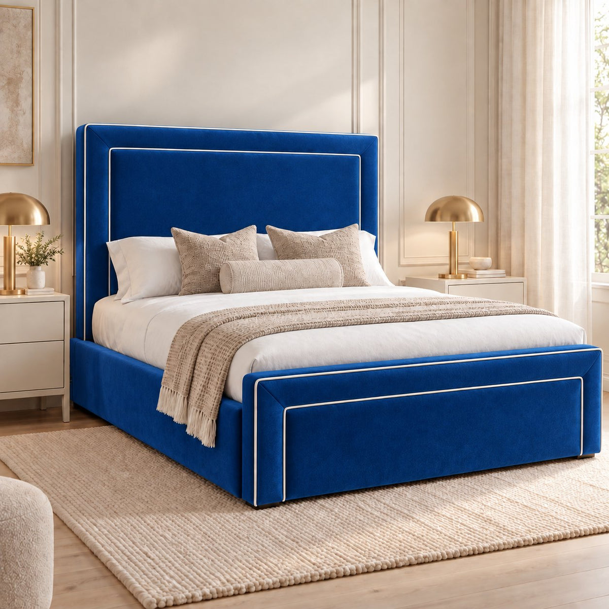 Vieste bed in blue, side view