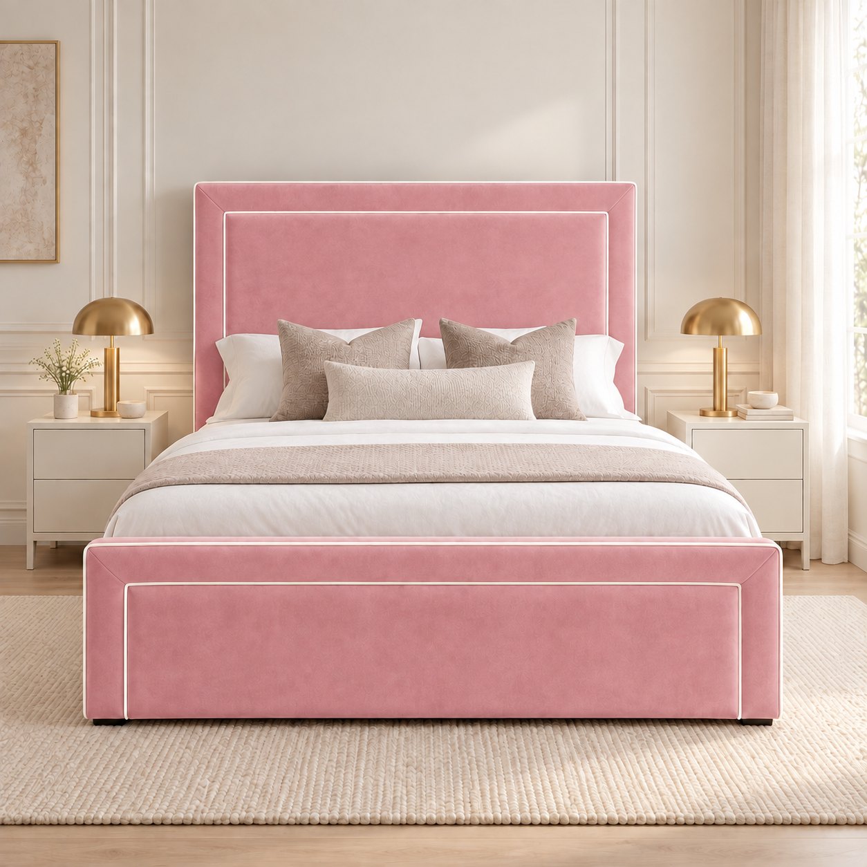 Vieste bed in pink, front view