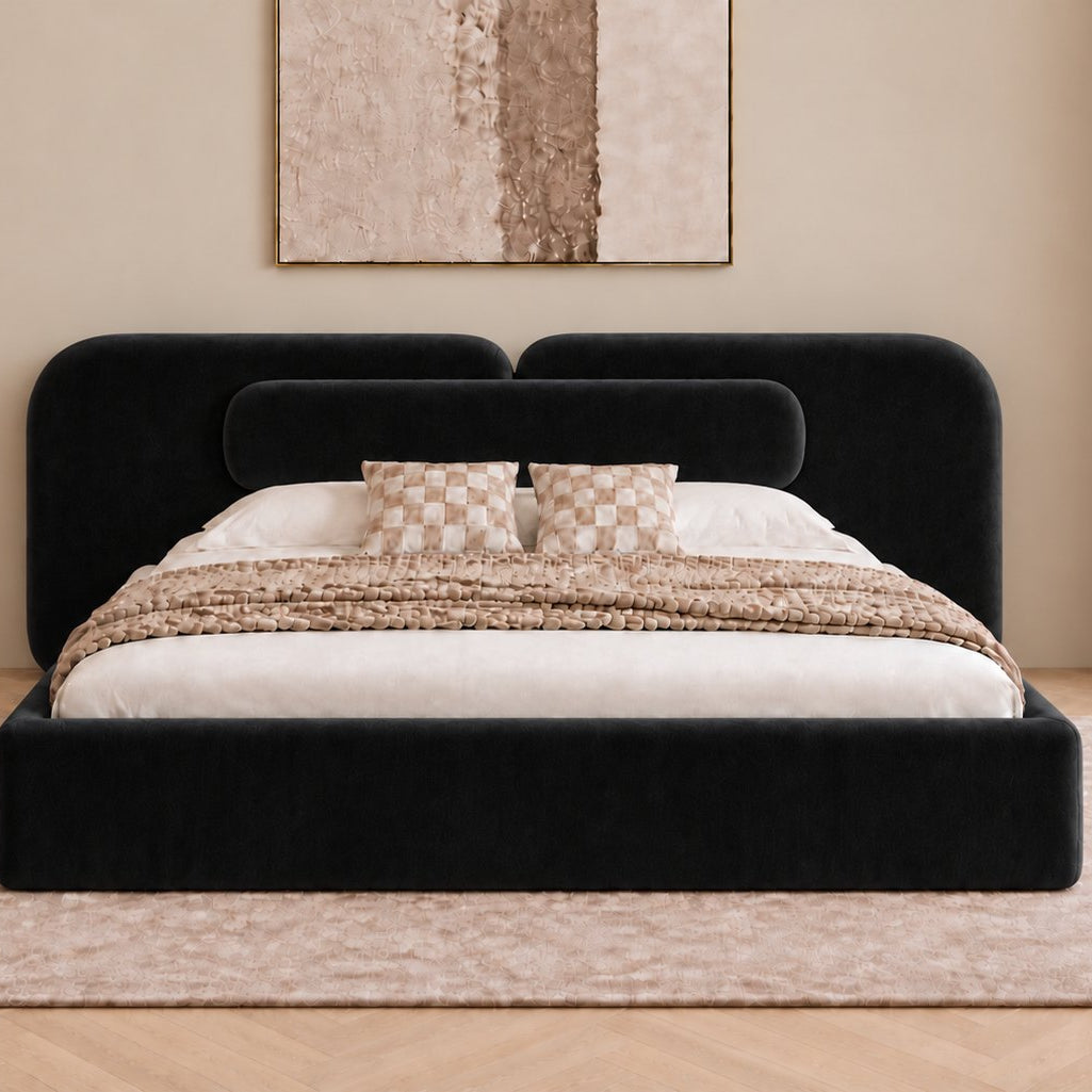 Viterbo bed in black, front view