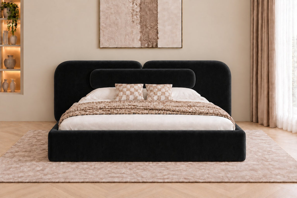 Viterbo bed in black, front view