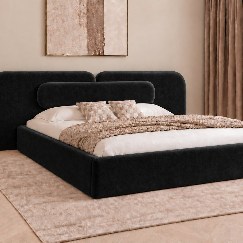 Viterbo bed in black, side view