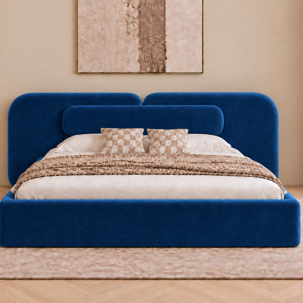 Viterbo bed in blue, front view