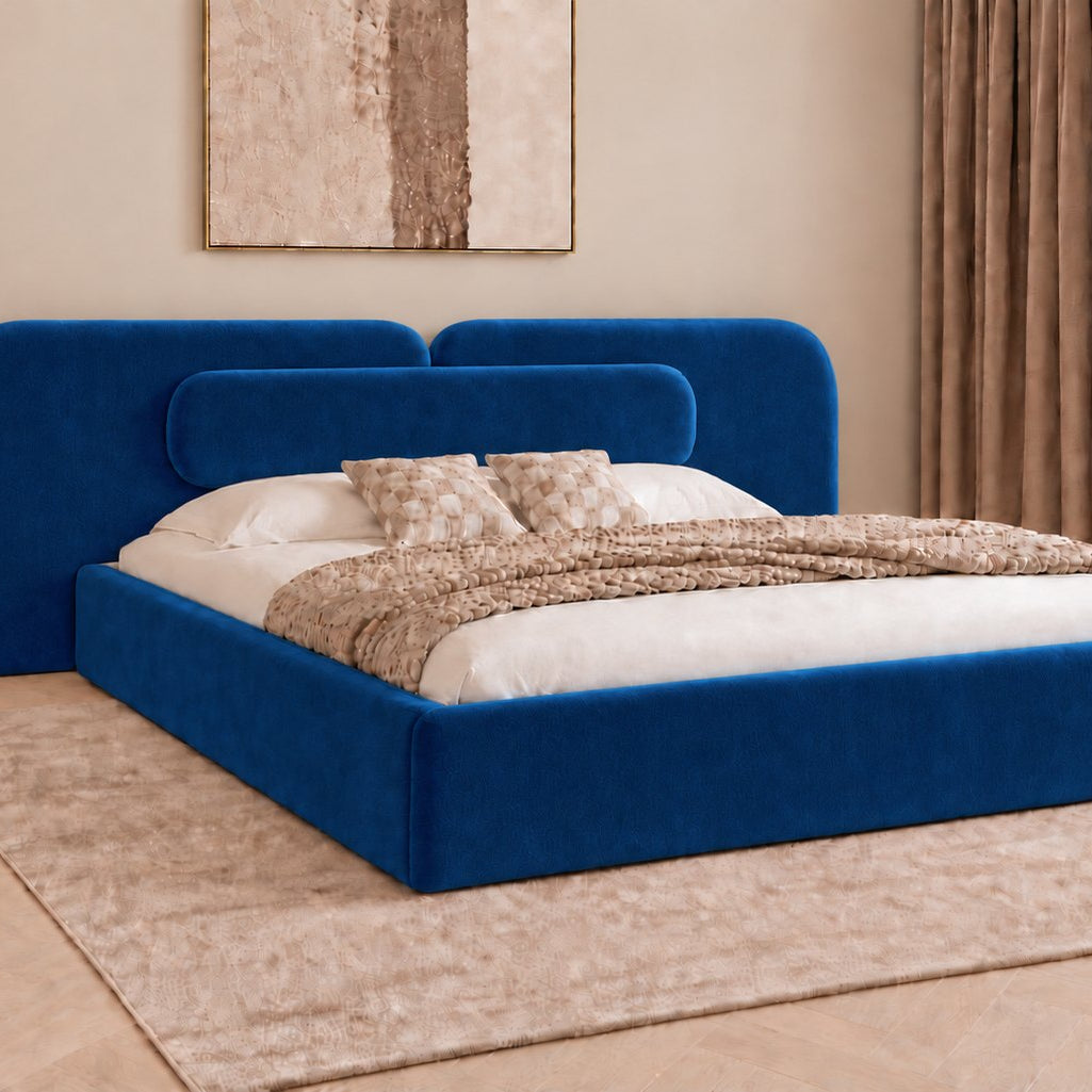 Viterbo bed in blue, side view