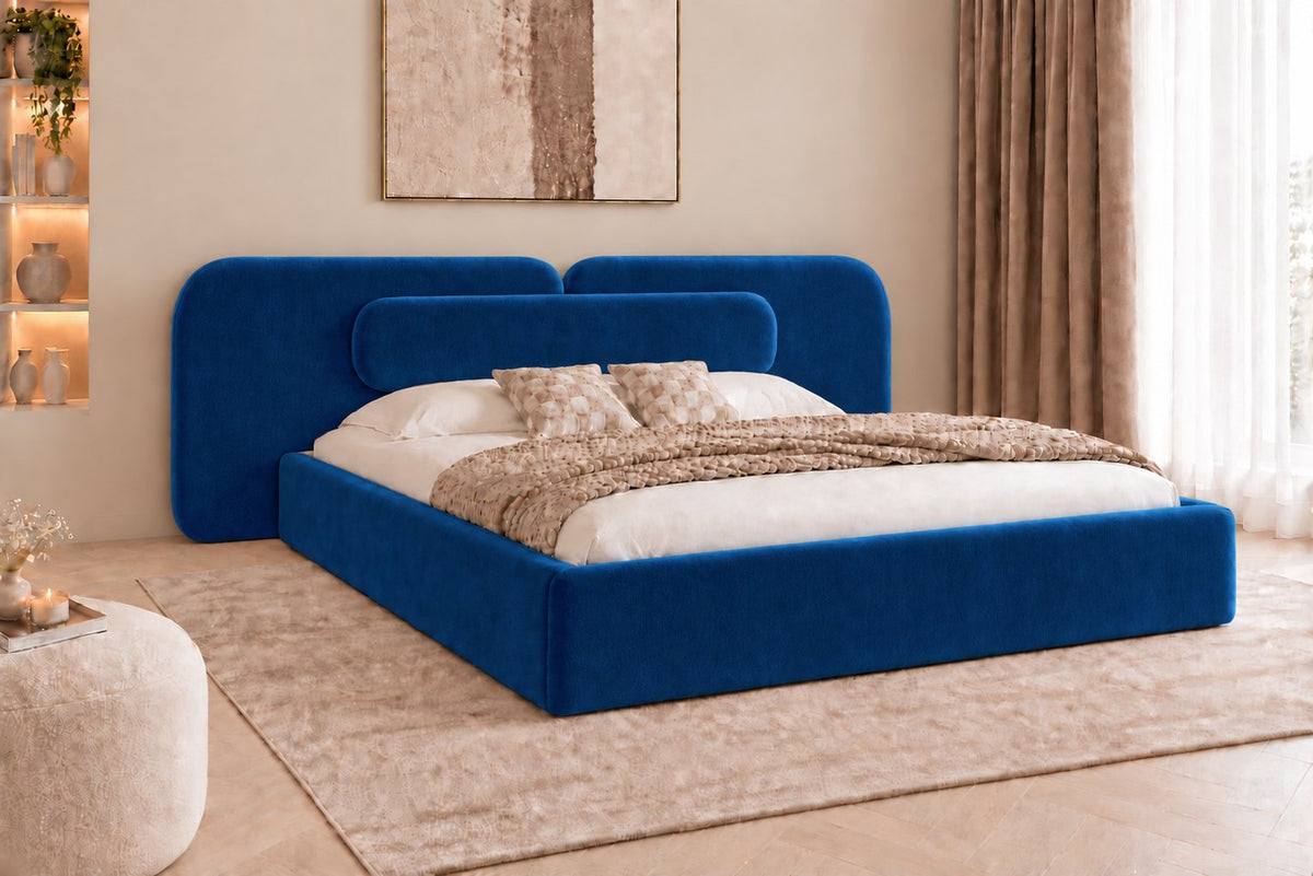 Viterbo bed in blue, side view