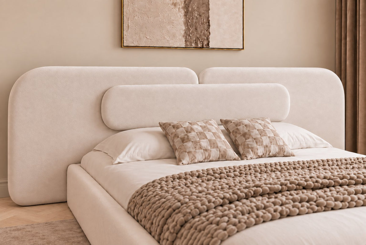 Viterbo bed in cream, headboard close-up