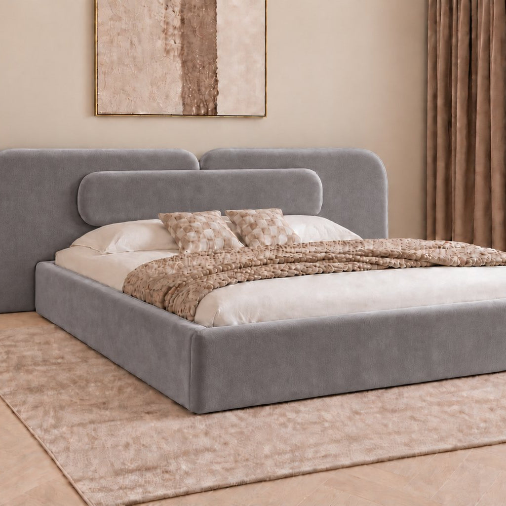 Viterbo bed in grey, side view