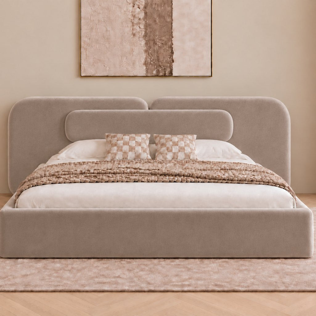 Viterbo bed in pebble, front view