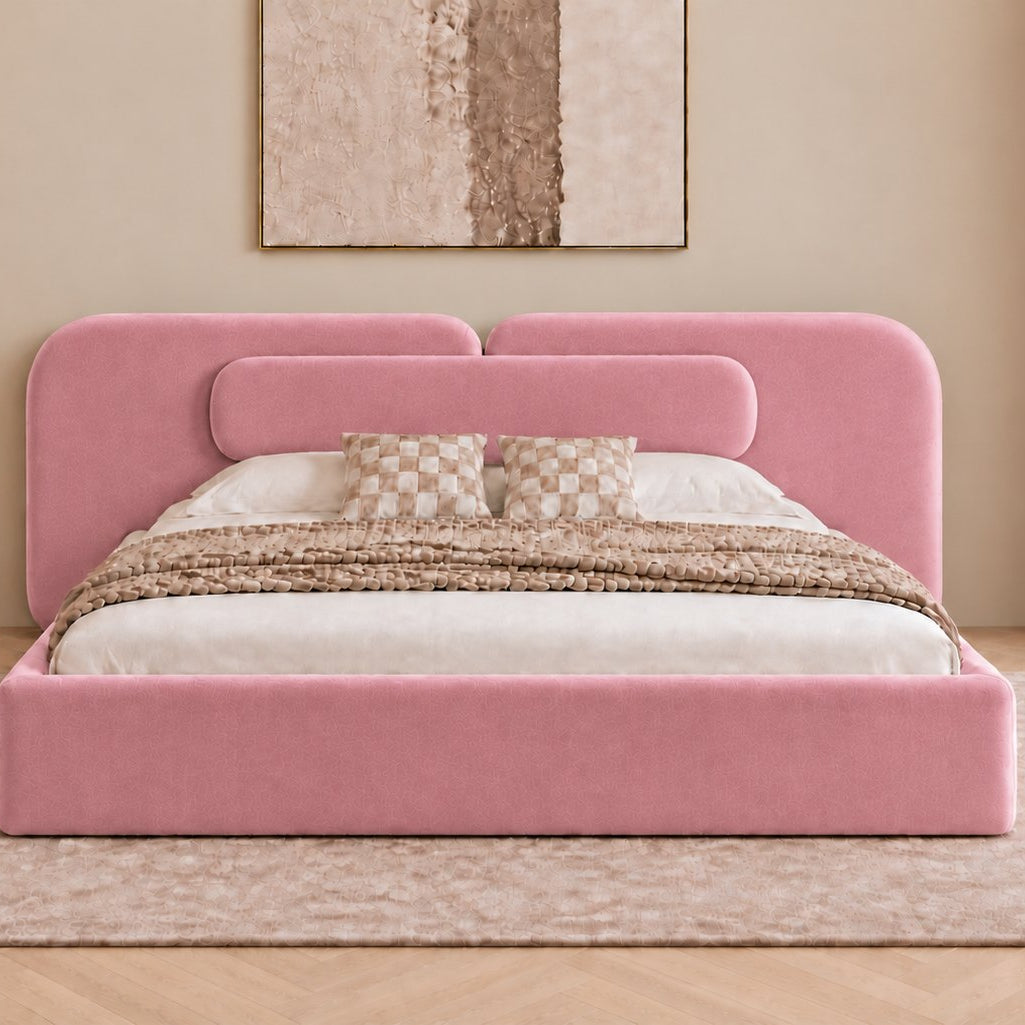 Viterbo bed in pink, front view