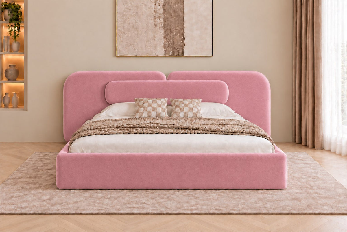 Viterbo bed in pink, front view