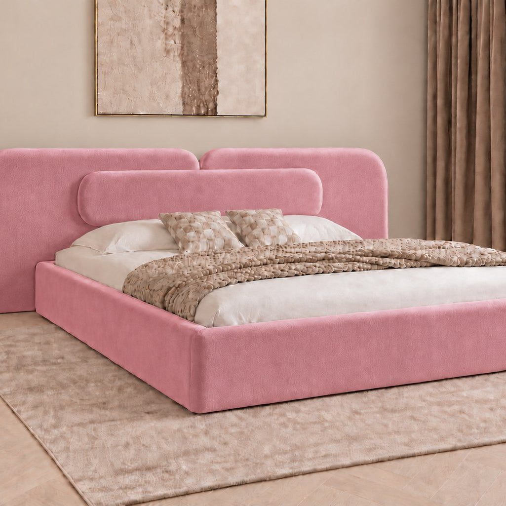 Viterbo bed in pink, side view