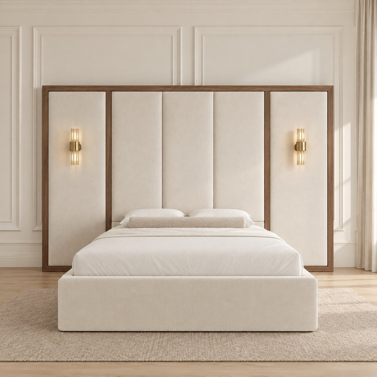Volterra bed in cream, front view
