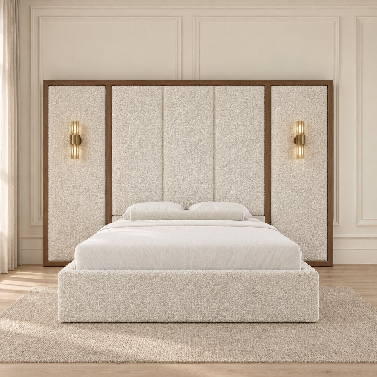 Volterra bed in ivory teddy, front view