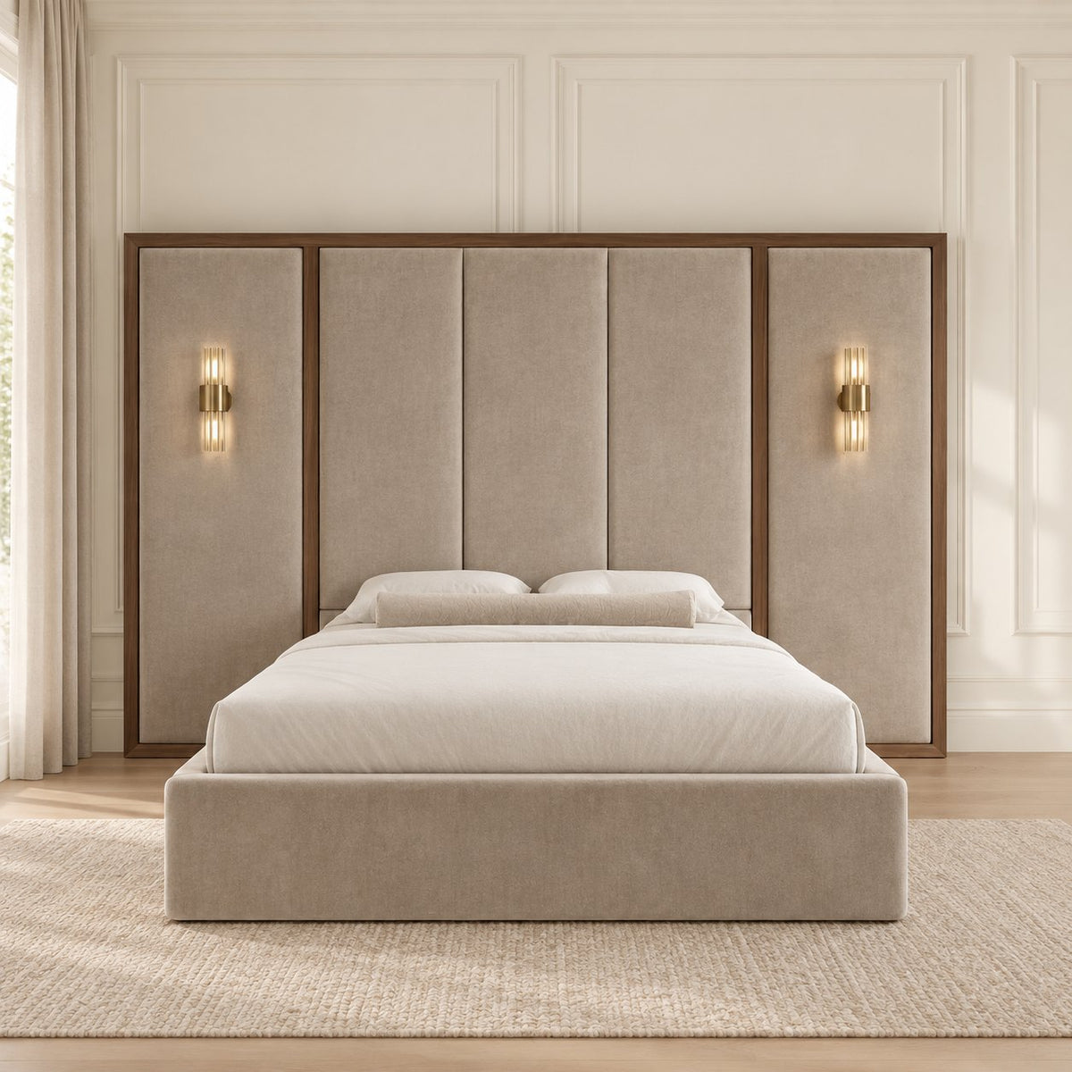 Volterra bed in pebble, front view