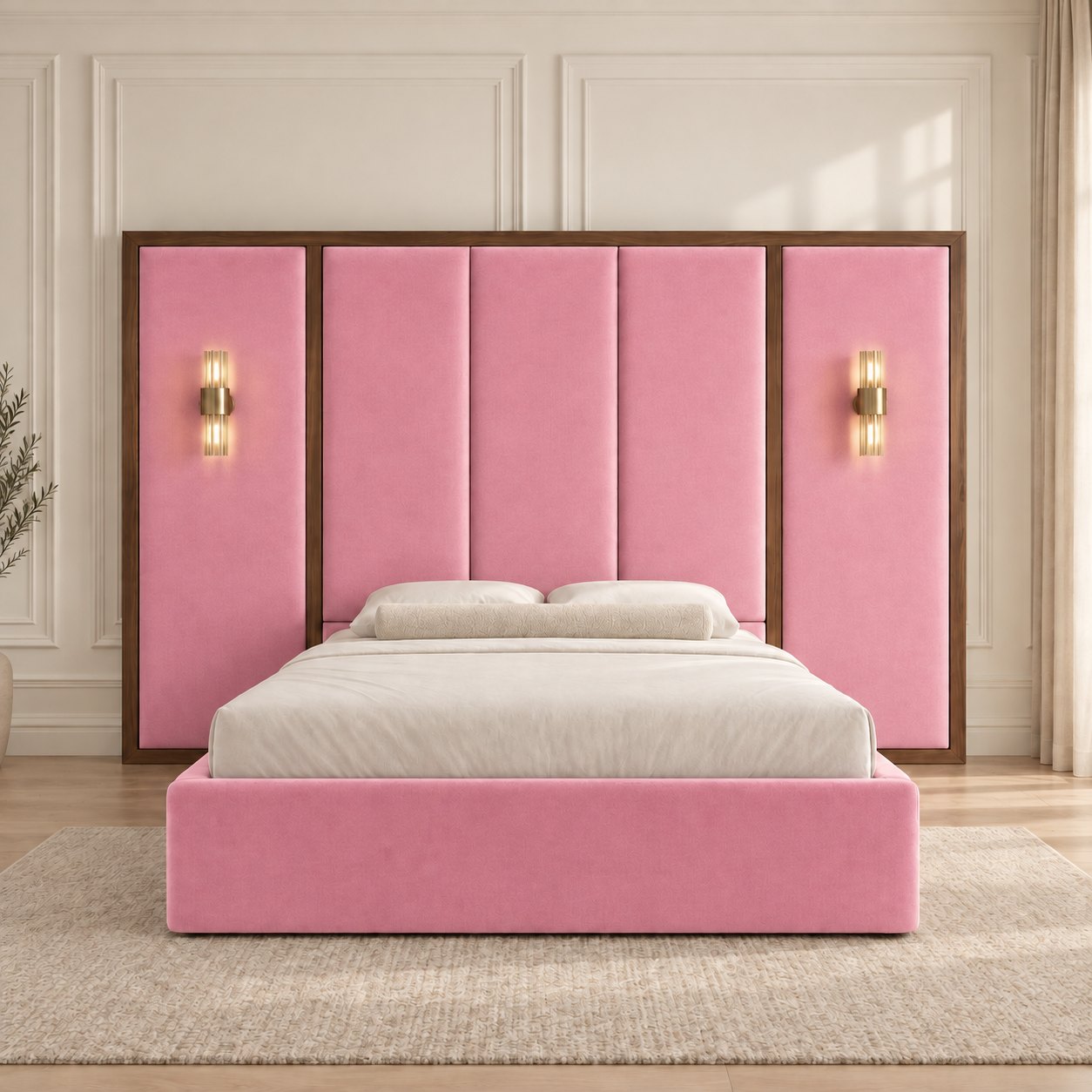 Volterra bed in pink, front view