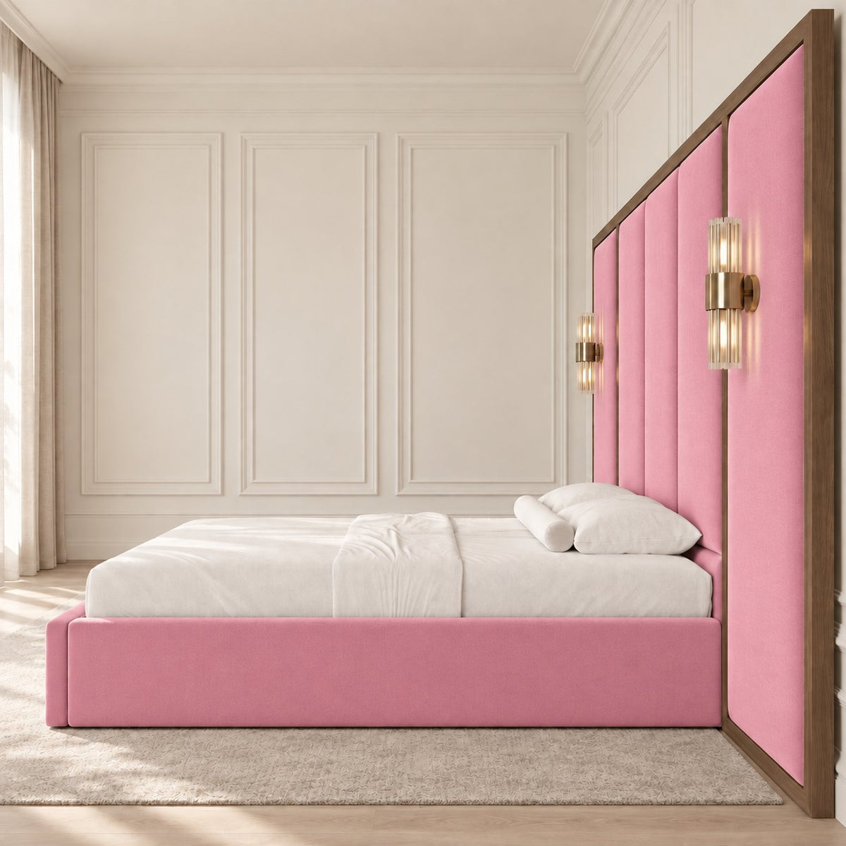 Volterra bed in pink, side view